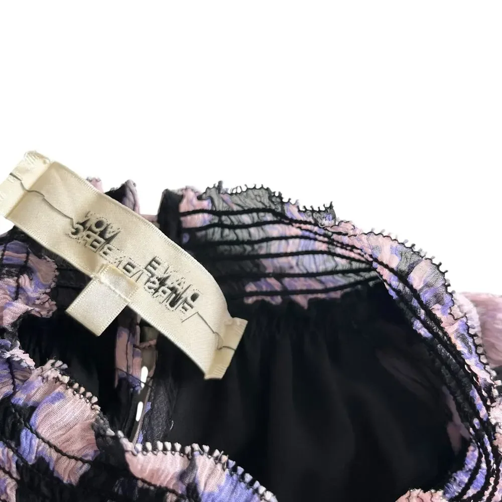 Diane Von Furstenberg Athena Black Purple Floral Printed Silk Midi Dress Size XS